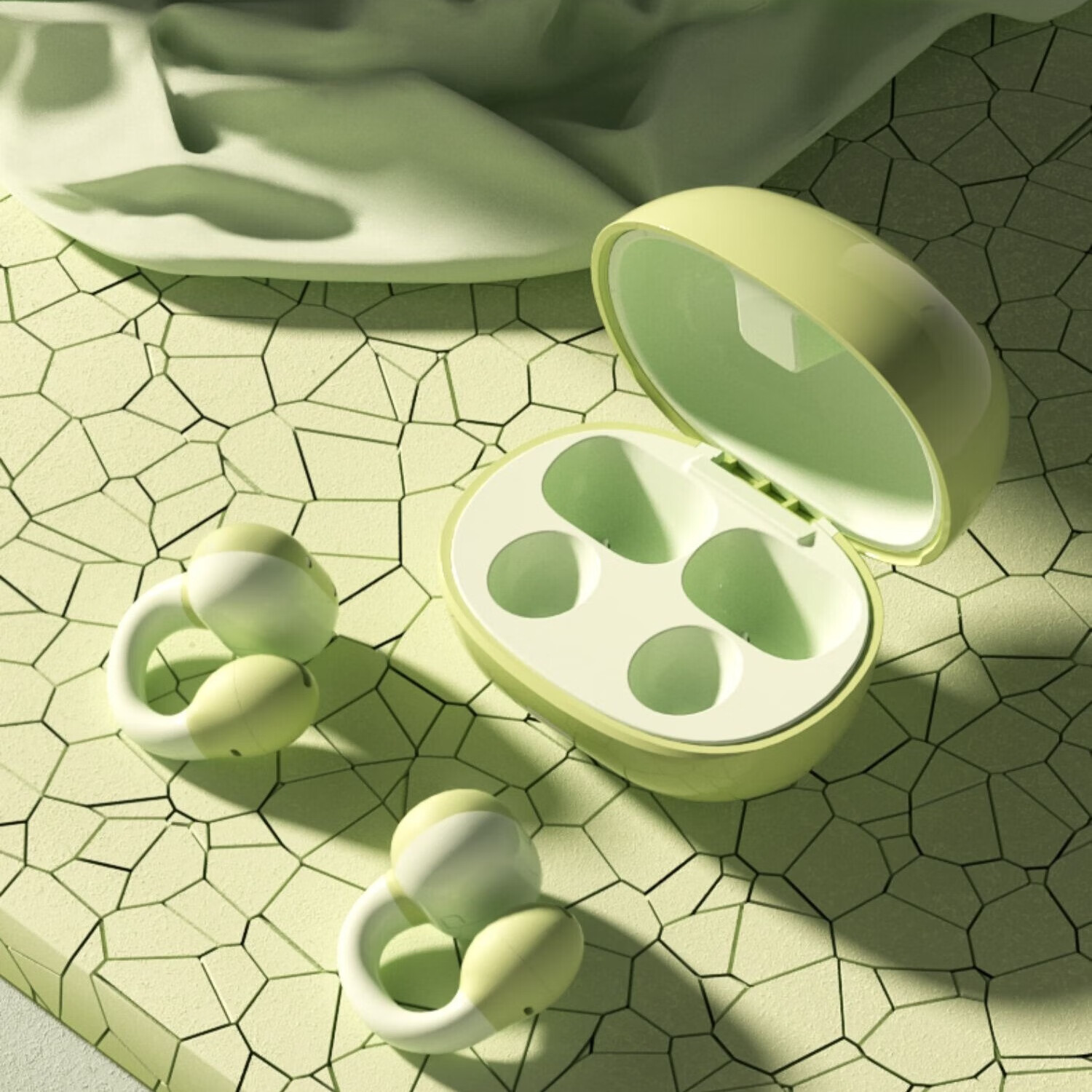 尼联德国柏林之声蓝牙耳机骨传导夹耳式真无线运动专用不入耳挂耳式 尊享版-清新绿