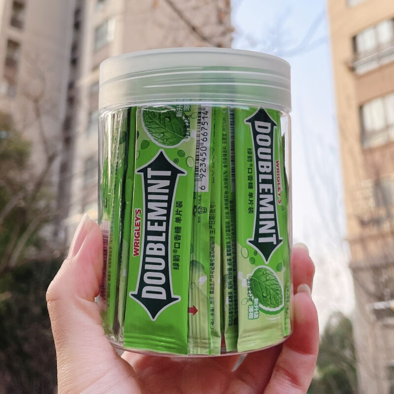 綠箭口香糖薄荷味100片便攜罐裝約會接吻清新口氣糖果零食泡泡糖 1罐50片