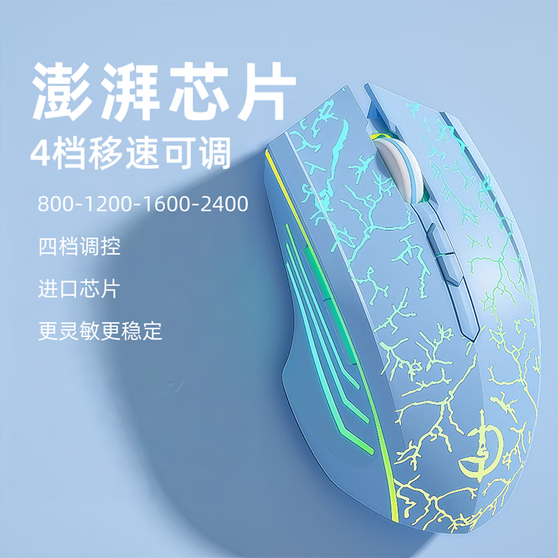 GIYEO无线鼠标 游戏鼠标有声 静音鼠标 蓝牙鼠标 电竞外设 办公鼠标 RGB灯效宏编程 笔记本电脑台式通用 裂纹白【无电显】 【2.4G无线单模】RGB灯+2400DPI+静音