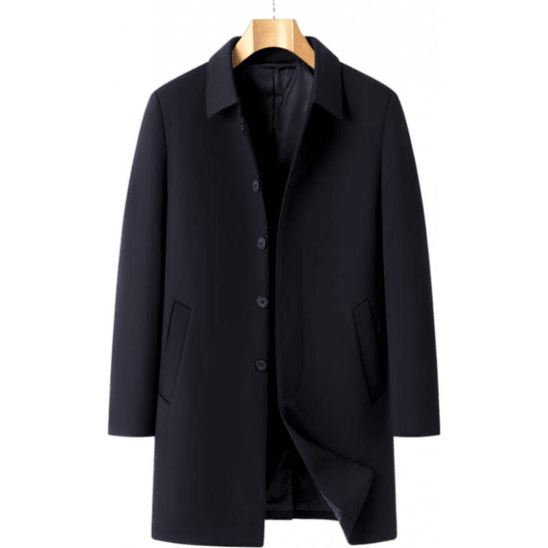 稻草人胖子哥2025年秋季新款男士加肥加大碼商務(wù)休閑長(cháng)款翻領(lǐng)風(fēng)衣外套 深藏青 L