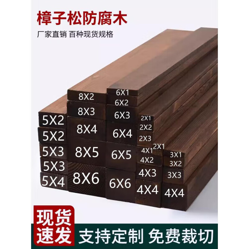 实木板防腐木面板松木条子边框材料户外地板龙骨定制 长度20厘米4根