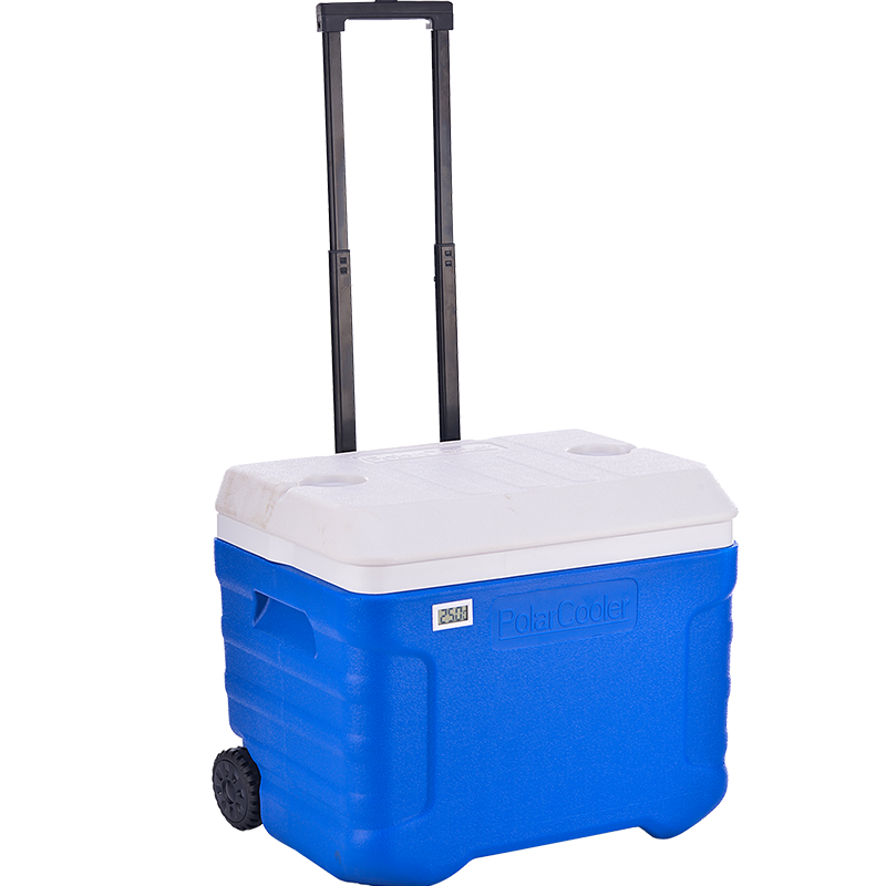 艾森斯（icers）高品质带轮外卖PU保温箱 药品冷藏箱 生鲜保鲜箱16L 26L 36L 20L拉杆式（蓝色） 有温度显示
