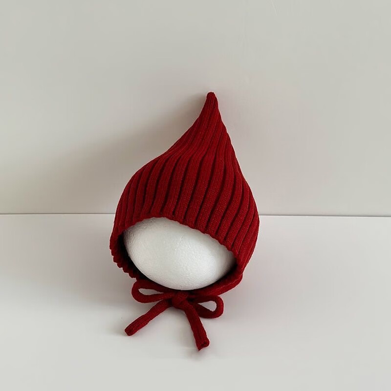 彩虹房子儿童新款秋冬季外出男女宝宝百搭保暖护加绒加厚耳帽合集 尖尖精灵帽【红色】参考5-24个月（43-48cm）