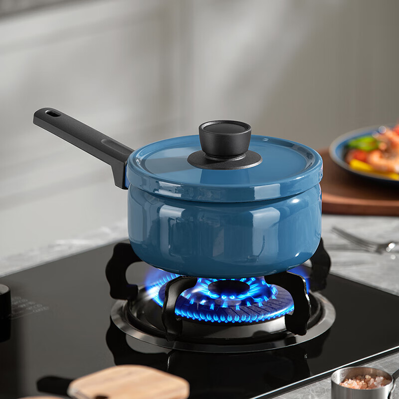 德世朗（DESLON）珐琅小奶锅宝宝辅食锅婴儿煎煮一体锅家用汤锅泡面锅官方锅 【进口珐琅·健康无涂层】18cm宝石蓝【千元珐琅锅 1寸