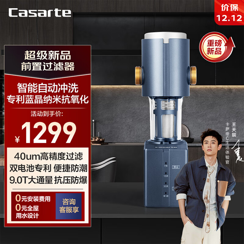 卡萨帝（Casarte） 前置过滤器家用全屋中央净水 虹吸反冲洗9T/H大通量 管道过滤净水器