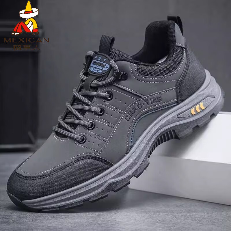 稻草人（MEXICAN）男鞋2026新款秋冬季户外登山运动鞋时尚休闲帕拉鞋防滑耐磨旅游鞋 D19灰色 39