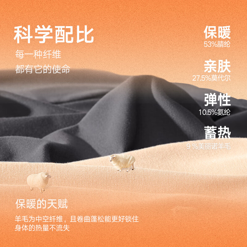 曼妮芬【舒暖】曼妮芬抗菌保暖内衣男士套装女含羊毛本命年红情侣秋衣裤 灰色【男款-无痕圆领】 (含羊毛) L 男士175 套装