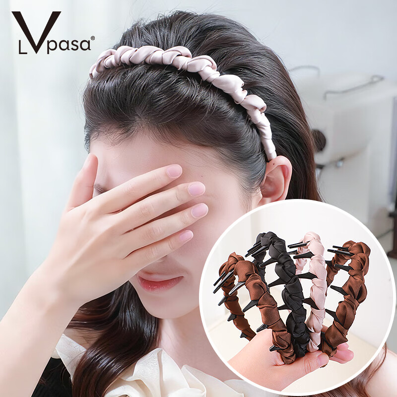 LVPASA女士高颅顶绝美发箍蓬松显发量头箍新款高级感带齿发卡发捆 【黑色】发箍