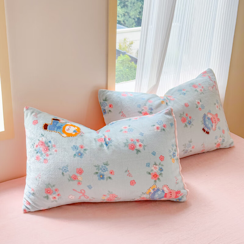 伊路卡新款牛奶绒四件套秋冬季保暖珊瑚绒床上用品儿童被套床单 一帘幽梦  1.5米或1.8米床  床笠款 专拍【留言床尺寸】