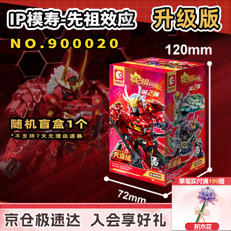 森宝积木模寿先祖效应拼装积木人盲盒玩具甲斐之虎生日礼物 随机1盒