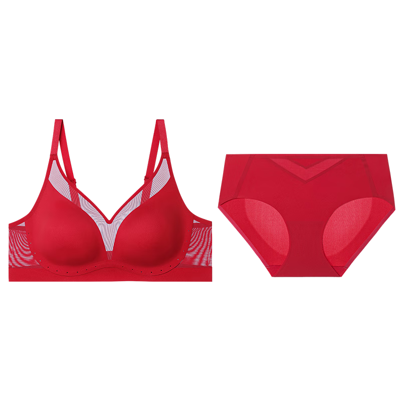 愛慕【氧氣貼貼】本命年女士禮物內(nèi)衣套裝紅品文胸內(nèi)褲愛慕紅175