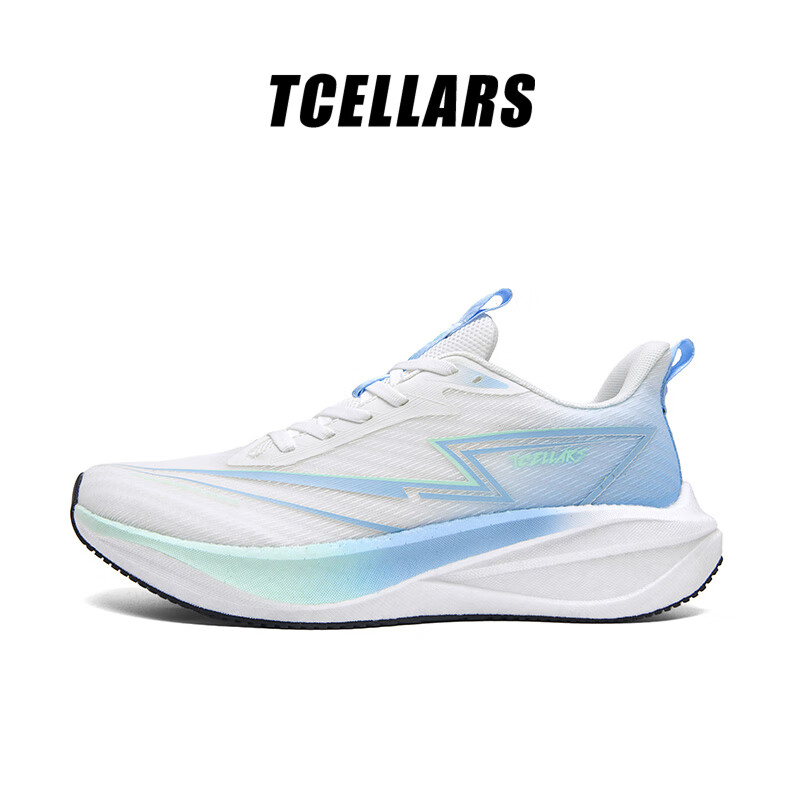 Tcellars雷电2.0 跑步鞋男鞋秋冬碳板缓震轻便入门跑鞋透气情侣运动鞋子男 白月蓝 39