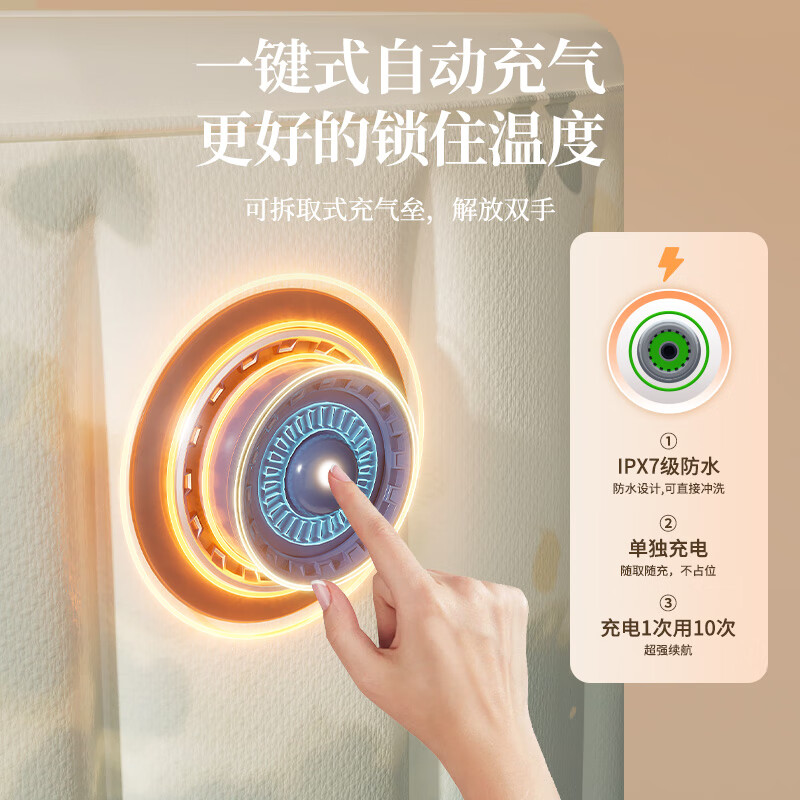 安美度（ANMEIDU）自动充气泡澡桶冬天成人全身沐浴桶大人可折叠浴桶家用儿童洗澡桶 萌狐-80*75cm【自充气免安装】加厚保温
