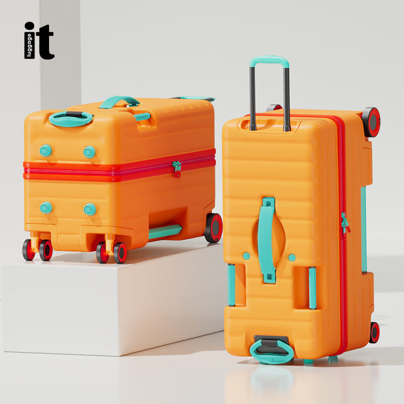 LUGGAGE IT一提旅行箱拉杆箱可坐可骑行儿童20寸登机行李箱万向轮 蓝色 20寸