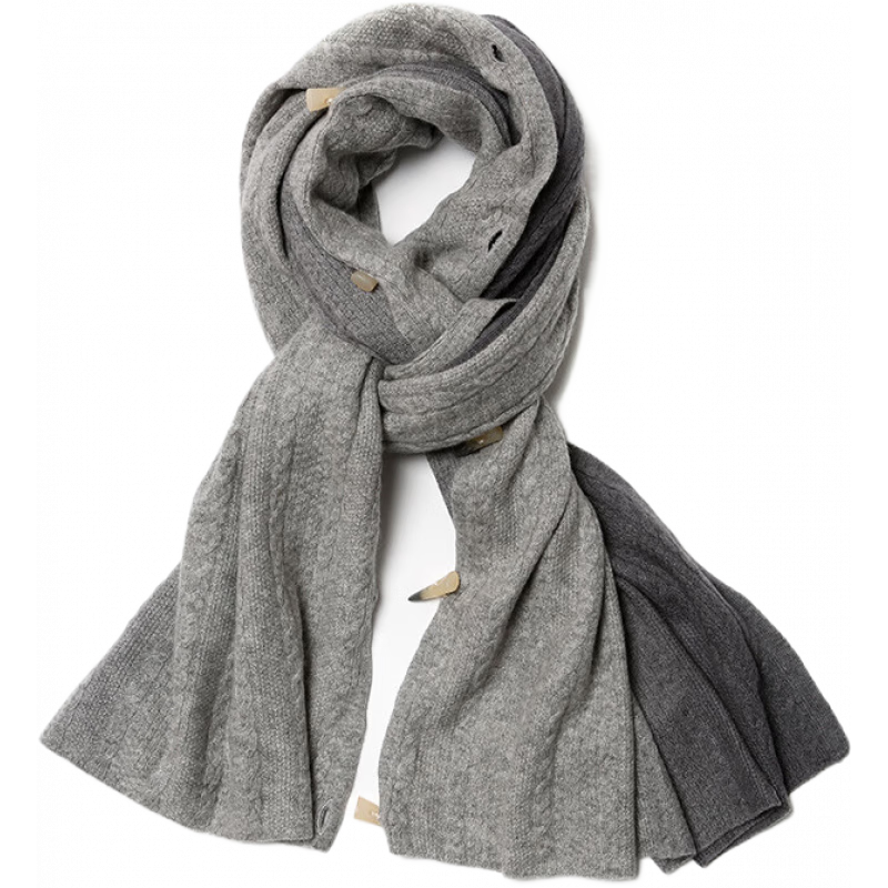 WOO經(jīng)典小電纜圍巾披肩梯度冬季兩用圍巾圍巾女士長(cháng)款圍巾 灰色漸變