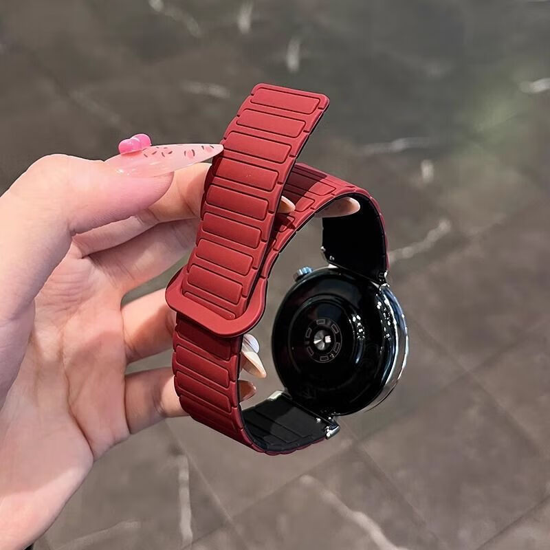 适用华为GT6表带磁吸硅胶双拼色watch5简约时尚男女表带 陶瓷白色 适用华为watch buds仅表带