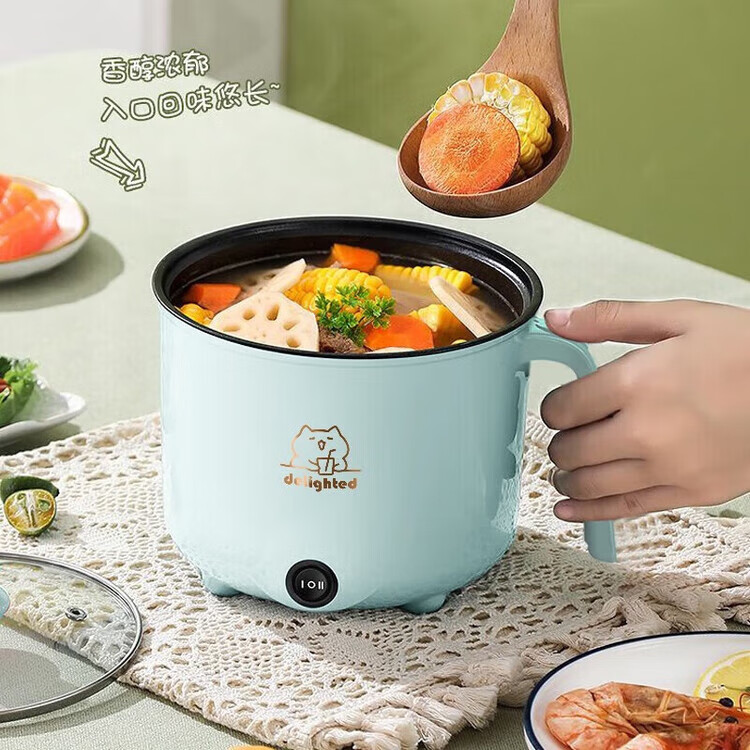 全自动蒸煮一体小电煮锅宿舍学生锅家用电炒锅电饭煲电热火锅 【万单】不锈钢内胆没蒸笼【0.65m电源线】