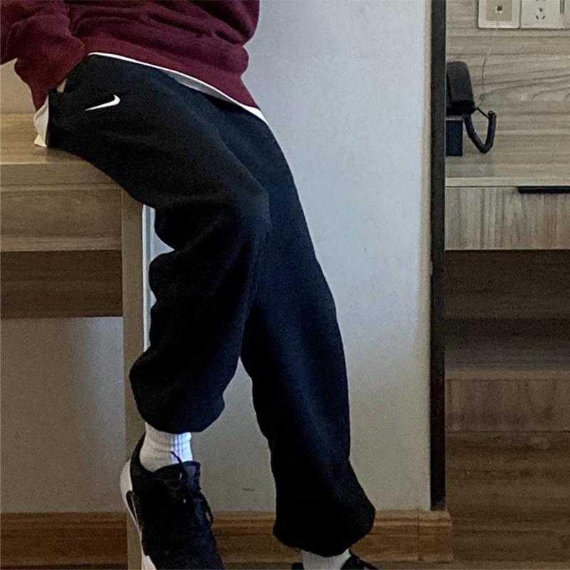 耐克（NIKE）运动裤男裤秋冬季休闲裤针织加绒保暖直筒裤长裤623455-010 623455-010黑色加绒  XL 推荐150-180斤