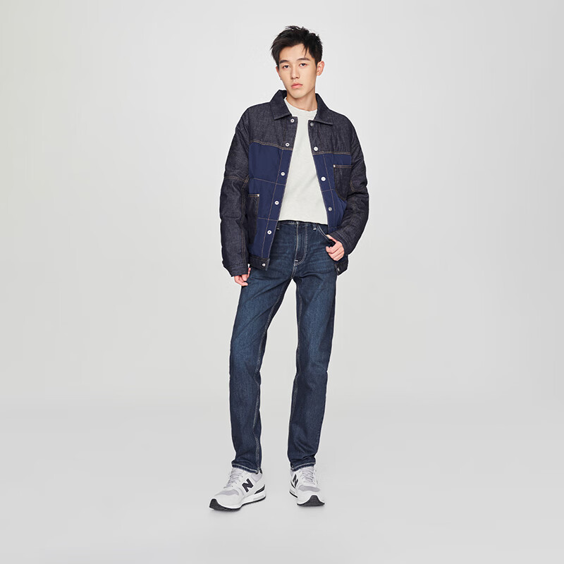 Lee24秋冬731舒适锥形磨毛中深蓝男牛仔裤保暖潮LMB100731101 蓝色 34/33