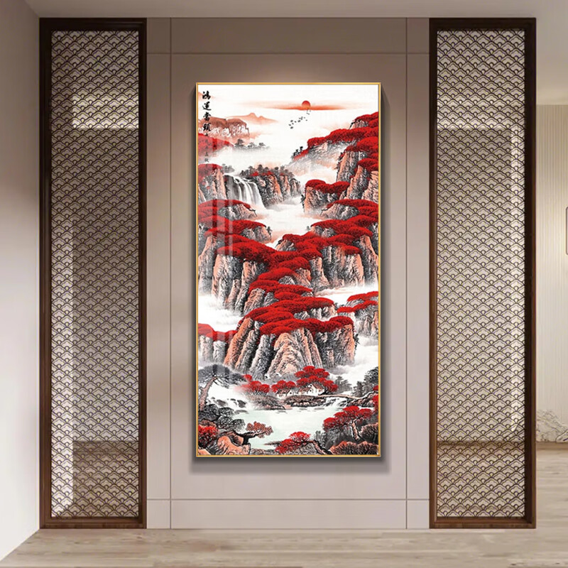 (鸿运当头,聚宝盆)金色框a款 50x100cm(高清微喷纹理)