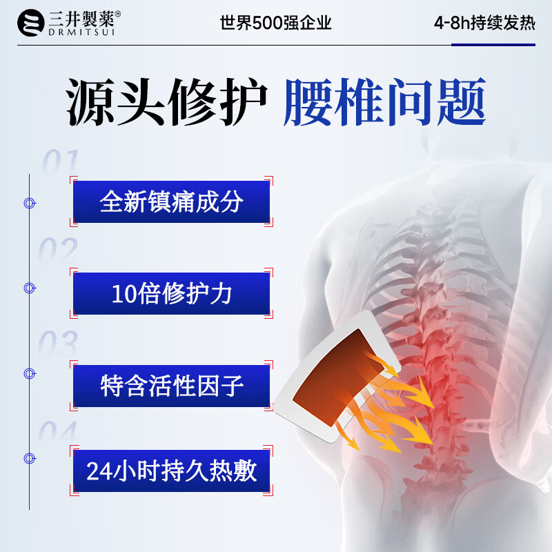 三井制药腰椎间盘突出膏药贴腰肌劳损压迫神经腰疼屁股疼腿10贴/盒 3盒经济装【轻度腰间盘突出】