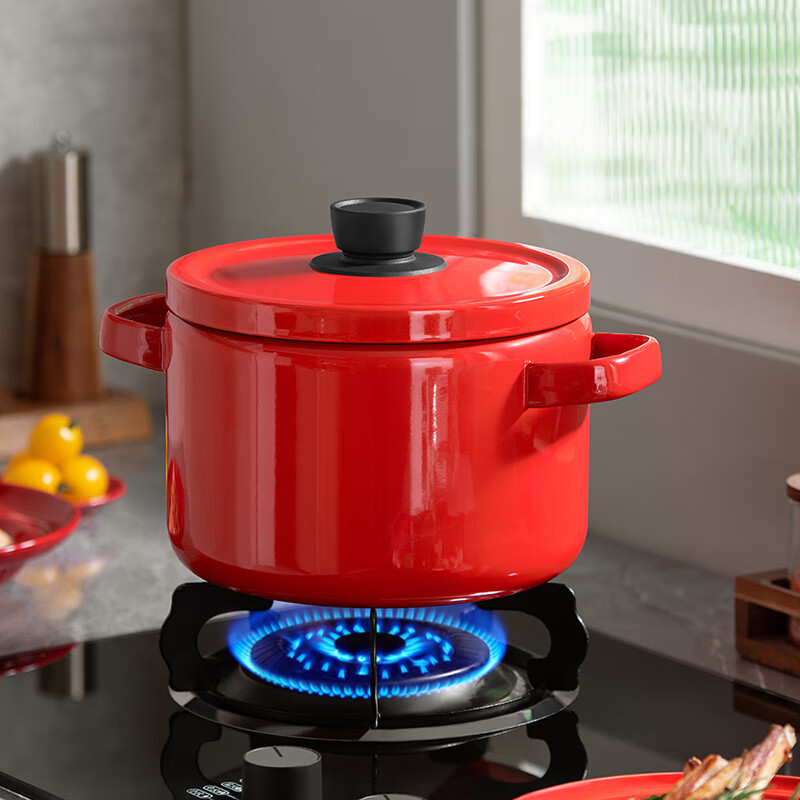 德世朗（DESLON）珐琅小奶锅宝宝辅食锅婴儿煎煮一体锅家用汤锅泡面锅官方锅 【进口珐琅·健康无涂层】22cm海棠红【千元珐琅锅 1寸