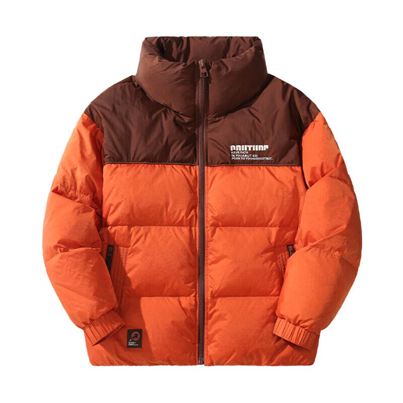 邦约恋人美式复古潮牌拼色羽绒服男2025冬季新款高充绒加厚保暖外套情侣款 珊瑚绿 GY7253 2XL 建议体重 166-185斤