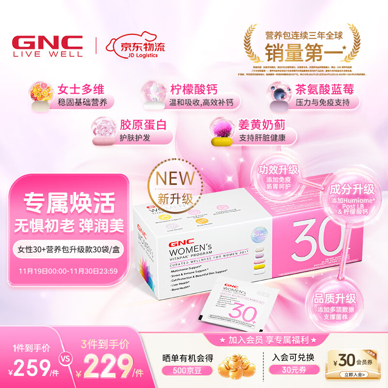 GNC����ϲ Ů��Vitapakÿ��Ӫ����ʱ��� ���ָ���ά���� ����ͬ�� ���ڶ��� �����桿Ů30+Ӫ����30��