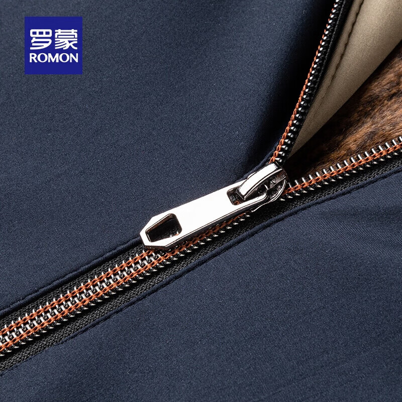 罗蒙（ROMON）干部装立领加绒棉服男秋冬新款加厚保暖防寒外套男中老年爸爸装 藏青 XL 180 （建议120-140斤）