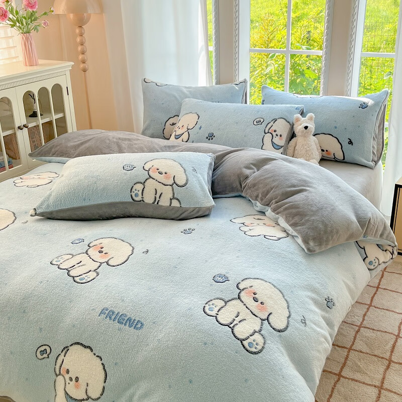 麦琪娜 雪花绒单被套双人被套单品被套水晶绒金貂绒单被套 绒毛细密柔软舒适 20支 机灵狗 200cm*150cm