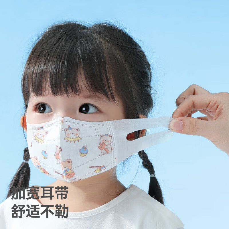 贝肽斯宝宝一次性口罩口罩3到6岁儿童3D立体婴幼儿透气防护专用口耳罩 冬日绮梦(32片装)【7A级儿童专用】 M码【3-6岁】宽耳款