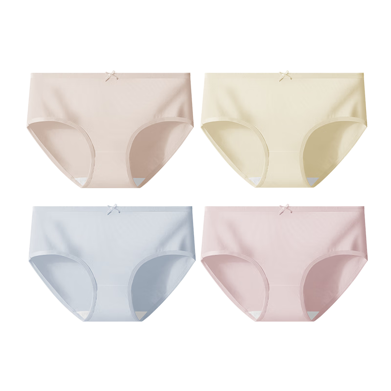 芝麻时光内裤女 全纯棉 10A抗菌抑菌底档三角裤中腰 纯棉短裤 精梳棉女生 【4条装】混色 L 建议95-120斤