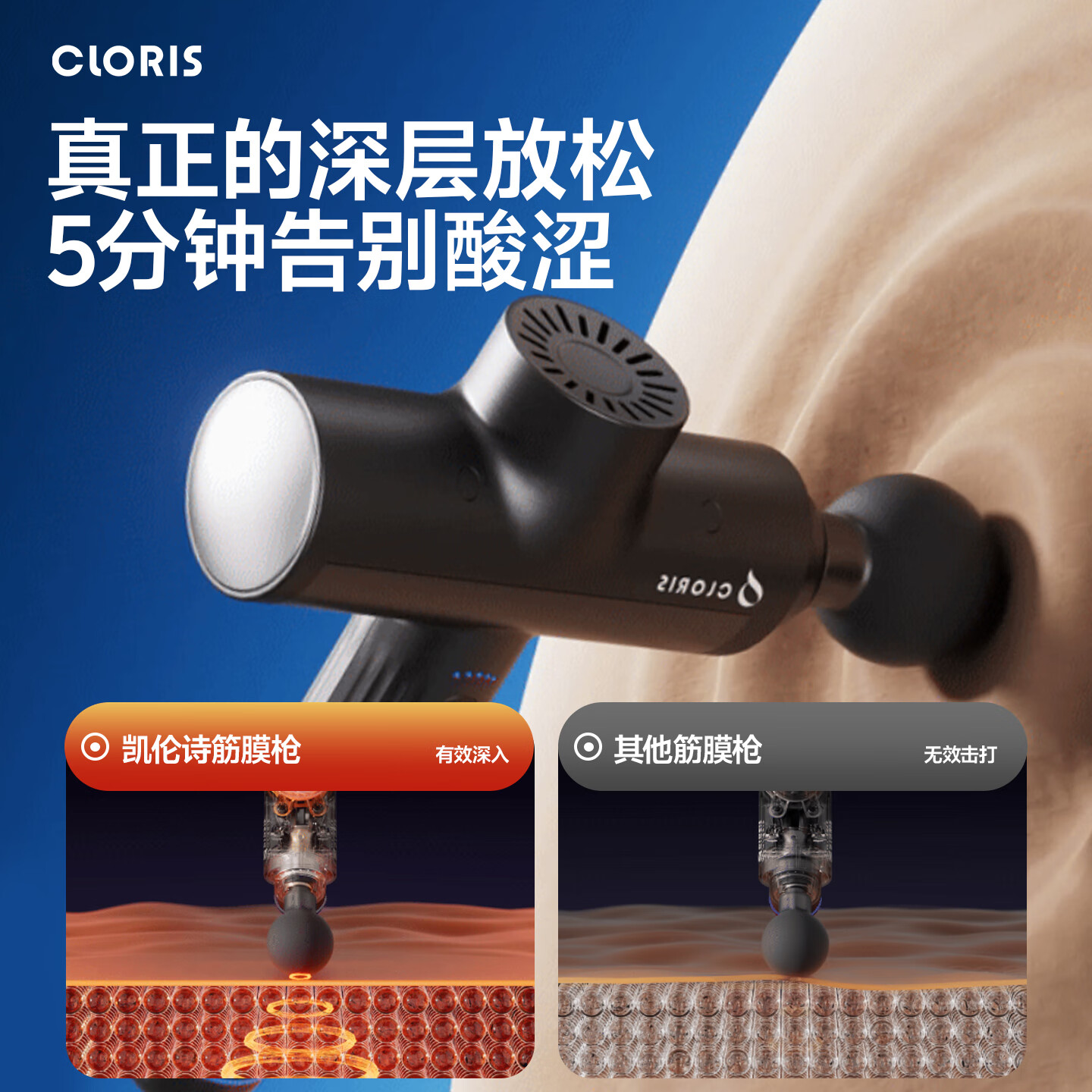 凯伦诗(CLORIS)筋膜枪按摩仪肌肉放松按摩器专业级运动健身家用颈膜枪深层按摩仪送男女友节日生日礼物 【性价比之选-G6】大推力+热敷+无刷电机