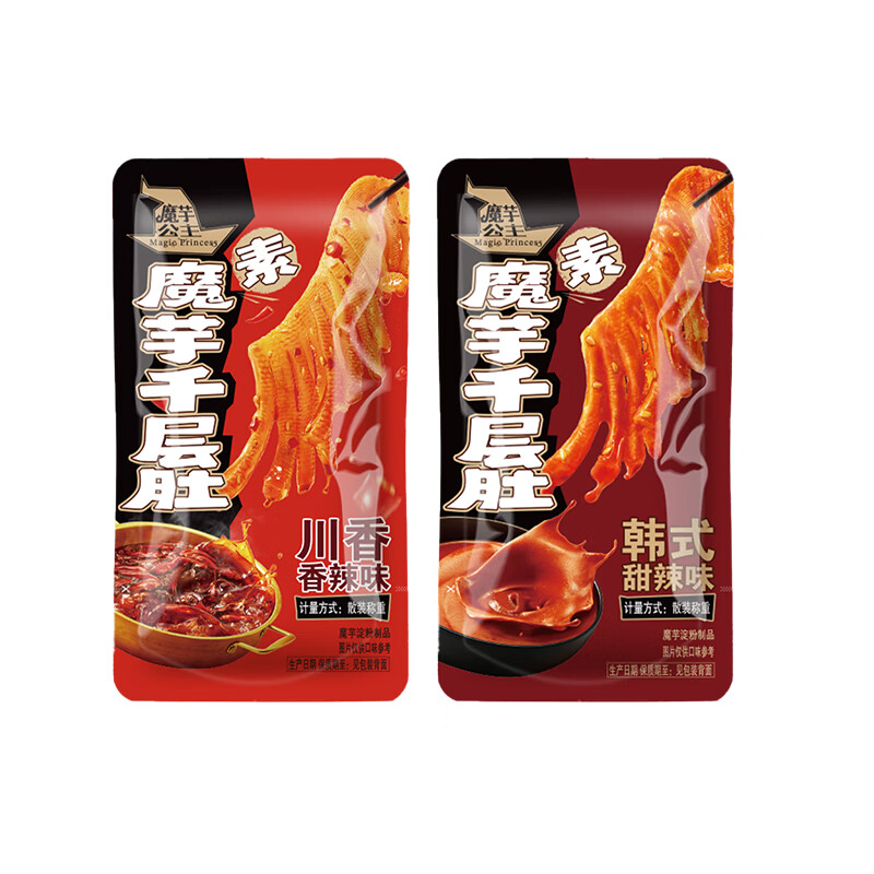 洽洽魔芋爽多口味组合公主素毛肚千层肚川香麻辣味麻酱味甜辣味零食 川香麻辣味1袋+韩式甜辣味1袋（单袋约16g）