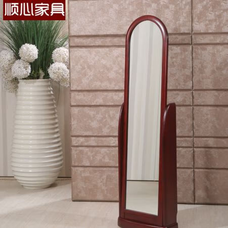 順心家具實(shí)木鏡子全身穿衣鏡家用試衣鏡中式全身鏡客廳落地鏡 琥珀紅