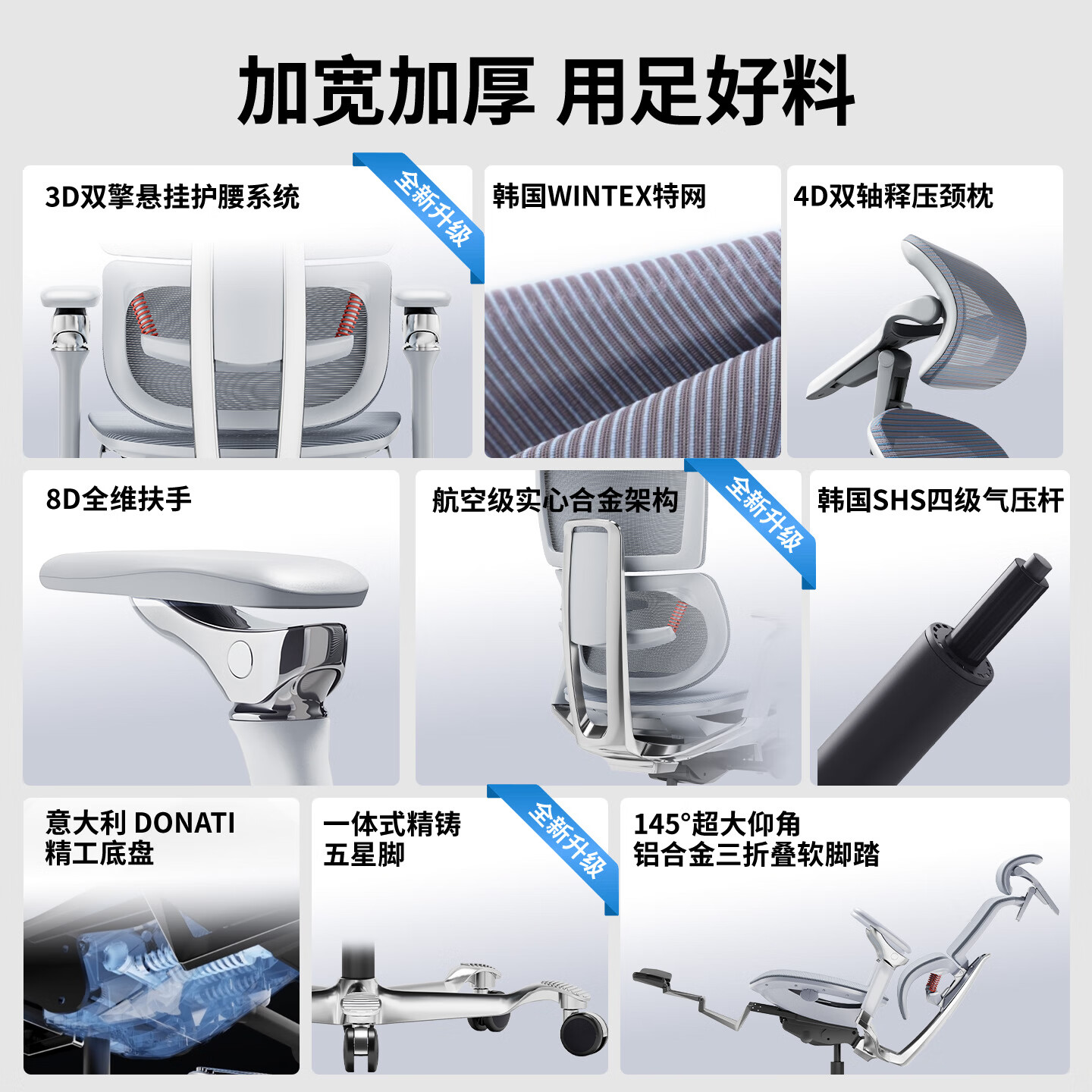 WOSHI重磅新品 | 沃时天策Ultra人体工学椅子舒服久坐电竞椅电脑办公椅 Ultra黑色+腿托【8D扶手】 【铝合金背+双擎悬挂腰靠+DONATI底盘+WINTEX特网】