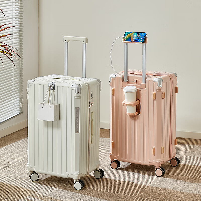 广璐迪（GUANG LU DI）三七分深舱大容量拉杆行李箱学生男万向轮密码箱女旅行箱子皮箱包 三七分大深舱箱/茱萸粉-多功能设计 28英寸 容量堪比衣柜