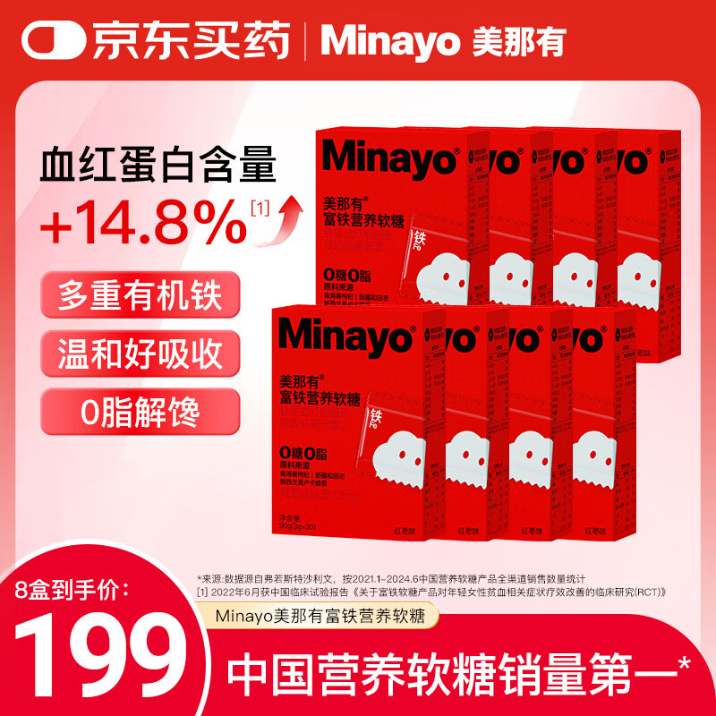 minayo美那有富铁软糖姨妈期孕妇女性补养气血铁剂补铁软糖 红枣味/8盒