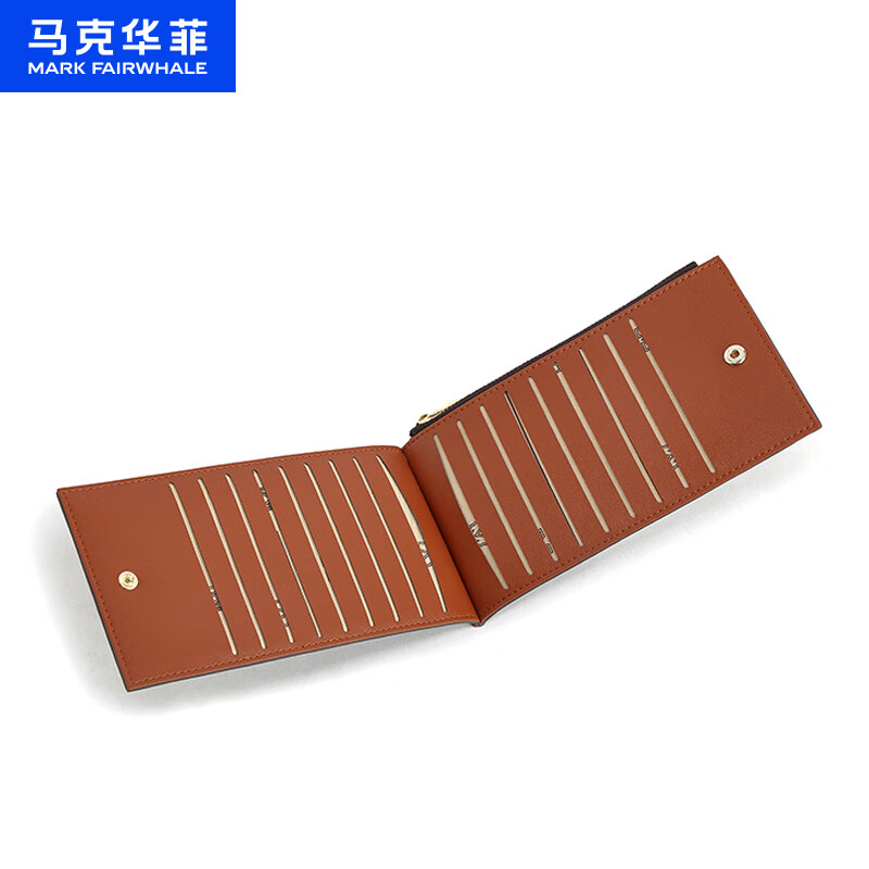 马克华菲（MARK FAIRWHALE）【放价季】新女2026多卡位零钱包复古印花休闲长气质钱包收纳 橡果棕