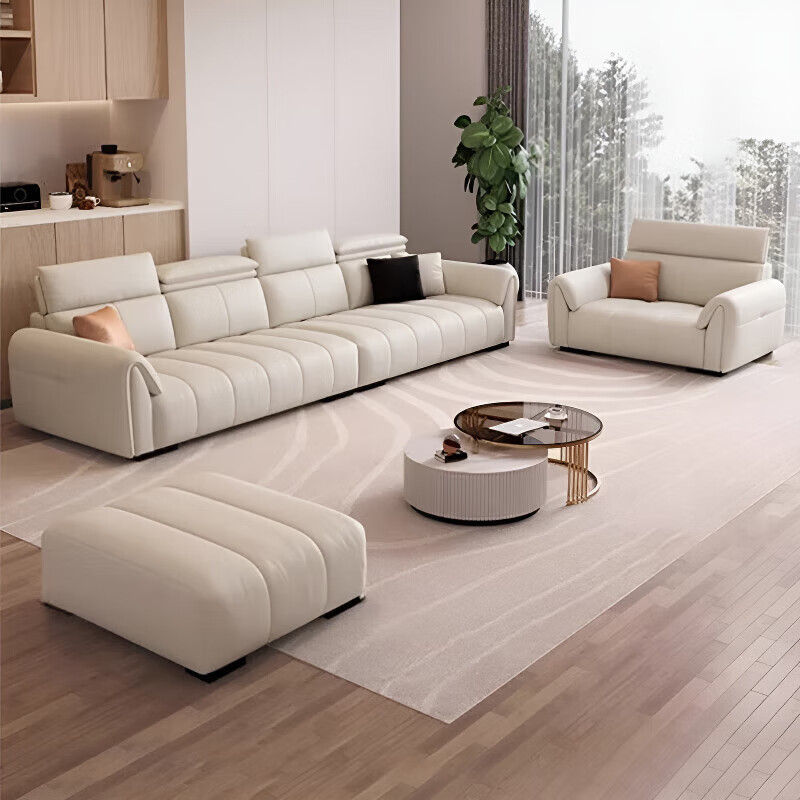 御巢盛2025新款沙发客厅意式极简大小户型现代简约直排三四人位真皮沙发 四人位2.8米 [高密度海绵坐垫]防猫抓科技布