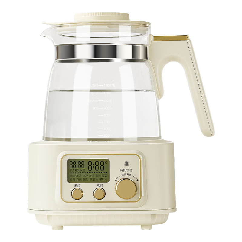 小白熊全玻璃恒温水壶调奶器婴儿电热水壶烧水壶冲奶1.2L 5025随机发货