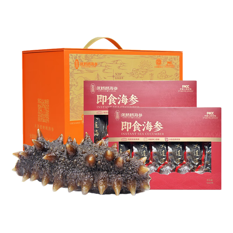 张奶奶正宗大连冷冻即食海参送礼辽刺参1000g过年送礼盒 1000g 20-30头/礼盒装85≥固形物 256元(需领券)领取满500-174元优惠券，满599-150元补贴券，实付低至264元，好评再返现8元，折合到手仅256