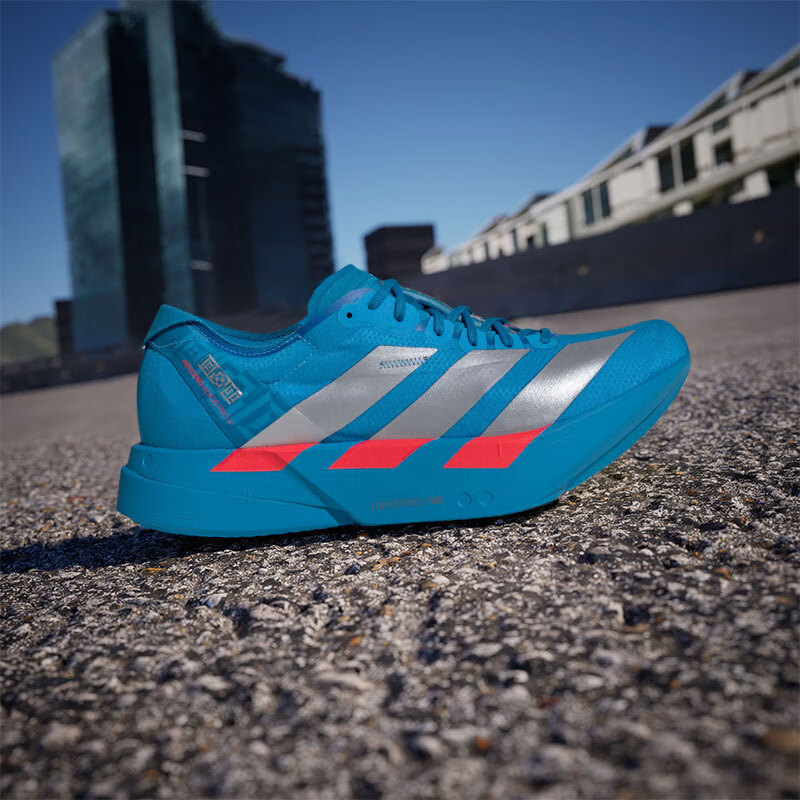 阿迪达斯（adidas）男鞋 ADIZERO ADIOS PRO 4 轻便透湿排汗缓震竞速马拉松碳柱跑鞋 太阳能蓝/金属银/亮红色 44.5