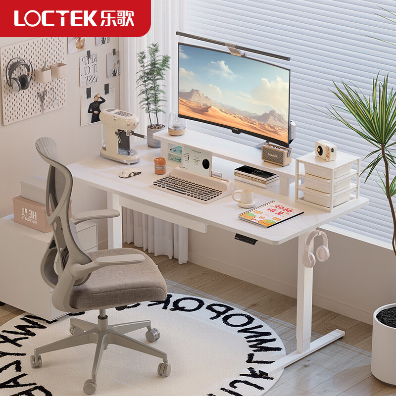 乐歌（Loctek） 【国家补贴】电动智能升降电脑桌办公桌学习书桌小户型家用E2S E2S单桌腿-白色