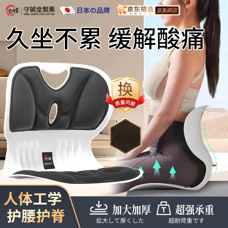守诚堂人体工学护腰坐垫靠背一体式孕妇矫正坐姿 黑色 京东折扣/优惠券