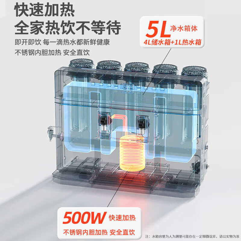 美菱（MeiLing）净水器家用加热直饮一体机接自来水直饮机反渗透厨房壁挂台式即热净水机ML-5R100HE  上门安装【净水+加热一体】智能语音金色款