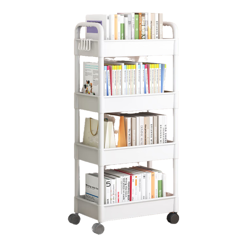 桌下书包置物架办公室小推车可移动桌面放零食家用好物神器收纳筐 3层-白色【送挂钩*4+贴纸】