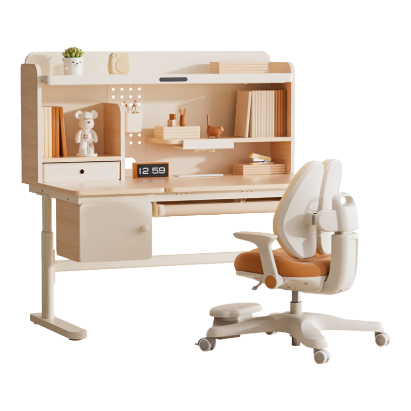 爱果乐（IGROW）咖啡猫学习桌椅套装儿童书桌学习桌椅电脑桌书桌学生写字桌1.2m 咖啡猫优享+星轨椅+护眼灯