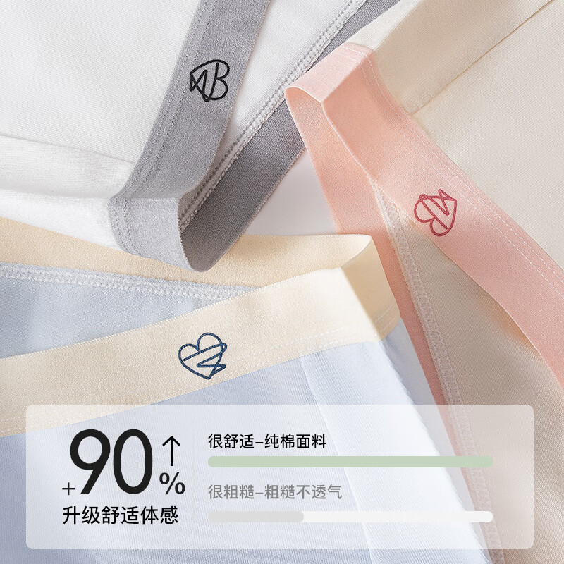 都市丽人女士内裤女7A抑菌全棉底裆亲肤婴儿棉舒适包臀透气甜美少女短裤 白色+肤色+粉色+薄荷绿 4条 M 建议【85-100】