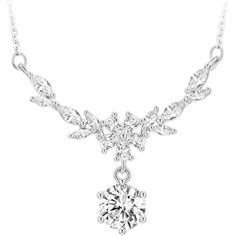 老凤祥爆闪紫藤花S925银项链女款吊坠新年情人节生日礼物送女生女友老婆 爆闪紫藤花项链+品牌礼盒